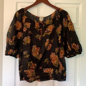 Sheer Black floral blouse